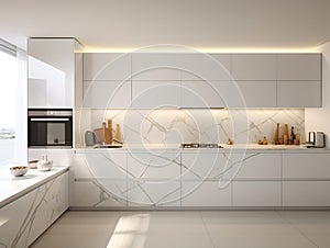 white kitchen with stainless steel stove 2