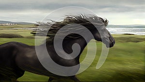 Generative AI, Wild and Free: A Majestic Horse Gallops Through a Grassy Meadow