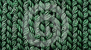 Generative AI Woven green wool fabric texture Hand knitted textile canvas background Patchwork carpet backdrop Fac