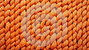 Generative AI Woven orange wool fabric texture Hand knitted textile canvas background Patchwork carpet backdrop Fa