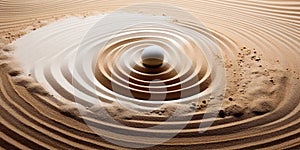 Generative AI, Zen garden with sand and stones, hypnotic simple illustration