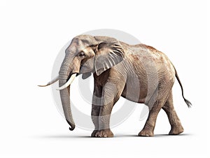 Generative IA illustration of a adult male elefant isolated on white