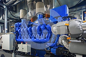 Generator. Diesel and gas industrial electric generator. photo