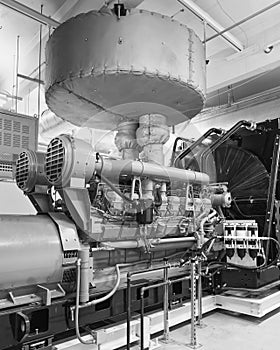 Generator and silencer monochrome photo