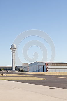 Generic airfield with hangar and control tower photo