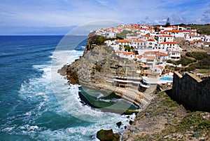 Generic architecture residential houses on the cliffs of Portugal, Europe.