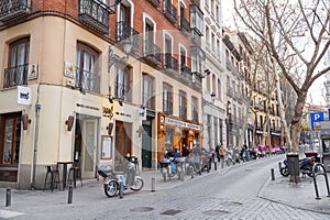 Generic architecture and street view at Plaza de Santa Ana in Madrid Madrid, Spain