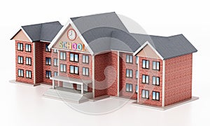 Generic, basic design school building. 3D illustration