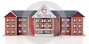 Generic, basic design school building. 3D illustration