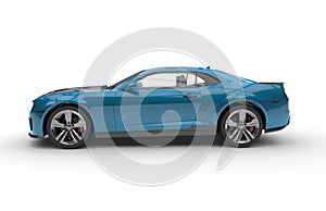 Generic blue sport car on a white background