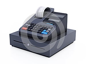 Generic cash register isolated on white background. 3D illustration