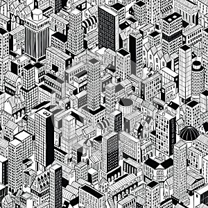 Generic City Seamless Pattern Isometric