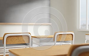 Generic classroom of elementary or middle school, offline studying, 3d rendering.