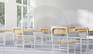 Generic classroom of elementary or middle school, offline studying, 3d rendering