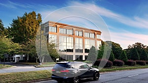 Generic Commercial Office Building with blue skies and space for copy.