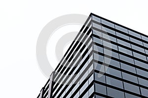 Generic corporate architecture modern building, contemporary office windows, low angle shot, simple minimal bright background