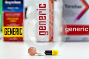 Generic drug pills, federally aided patent-infringing drugs photo