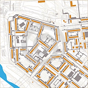 Generic editable vector city map with no names