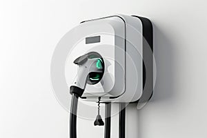 Generic electric EV hybrid vehicle car charger isolated on a white background, generative ai