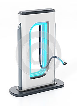 Generic electric vehicle charging station with a cord. 3D illustration