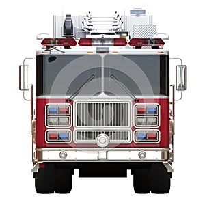 Generic firetruck illustration front view on a white background photo
