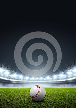 Generic Floodlit Stadium With Baseball