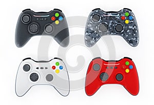 Generic game controllers isolated on white background. 3D illustration