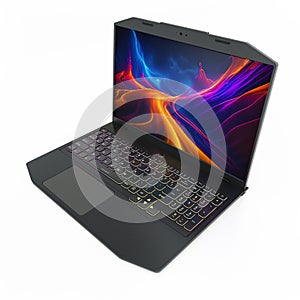 Generic gaming laptop computer isolated on white background. 3D illustration