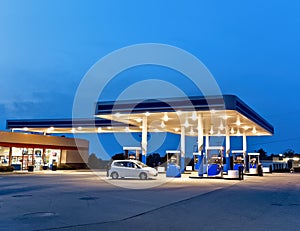 Generic Gas Station and Convenience Store With Copy Space