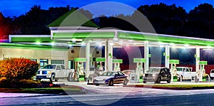 Generic Gas Station With Generic Cars and Trucks HDR