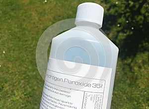 Generic Hydrogen Peroxide 35% chemical bottle photo