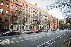 Generic manhattan uptown Upper West Side street with buildings in New York City.