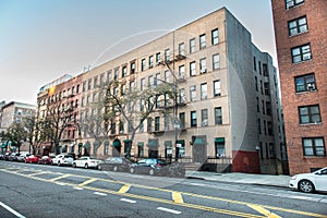 Generic manhattan uptown Upper West Side street with buildings in New York City