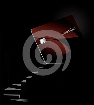 A generic, mock credit card or debit card is seen