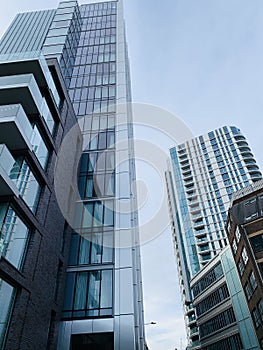Generic modern architecture with office buildings and clear sky in London England UK