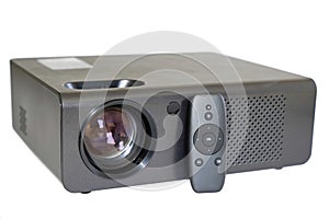 Generic multimedia projector isolated on white background