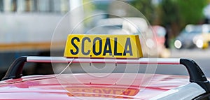 Generic Romanian driving school car sign