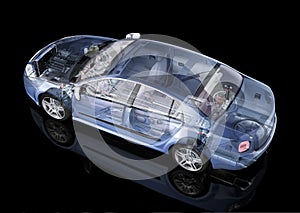 Generic sedan car detailed cutaway representation.