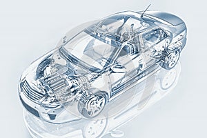 Generic sedan car detailed cutaway representation.