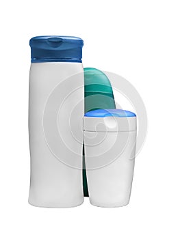 Generic shampoo, conditioner bottles