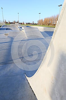 Generic skatepark ramps high view to show scale