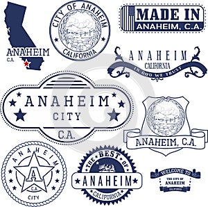 Generic stamps and signs of Anaheim city