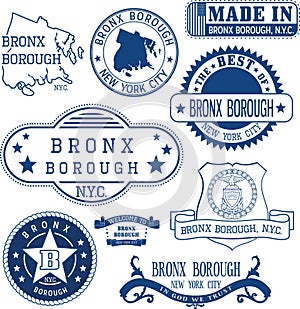Generic stamps and signs of Bronx borough, NYC