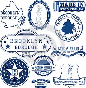 Generic stamps and signs of Brooklyn borough, NYC