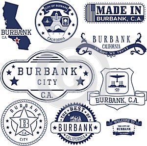 Generic stamps and signs of Burbank city photo