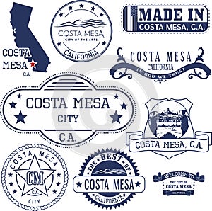 Generic stamps and signs of Costa Mesa city