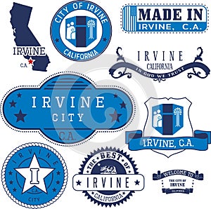 Generic stamps and signs of Irvine, CA