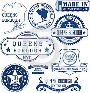 Generic stamps and signs of Queens borough, NYC