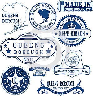 Generic stamps and signs of Queens borough, NYC photo