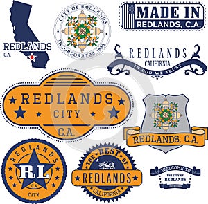 Generic stamps and signs of Redlands, CA